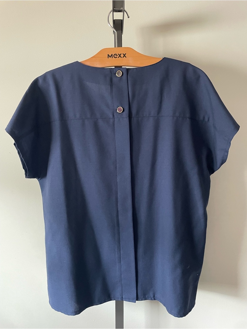 Vintage 100% Wool Shirt Top Blouse By Hobnobber Canada Blue Batwing Sleeve - Picture 2 of 7